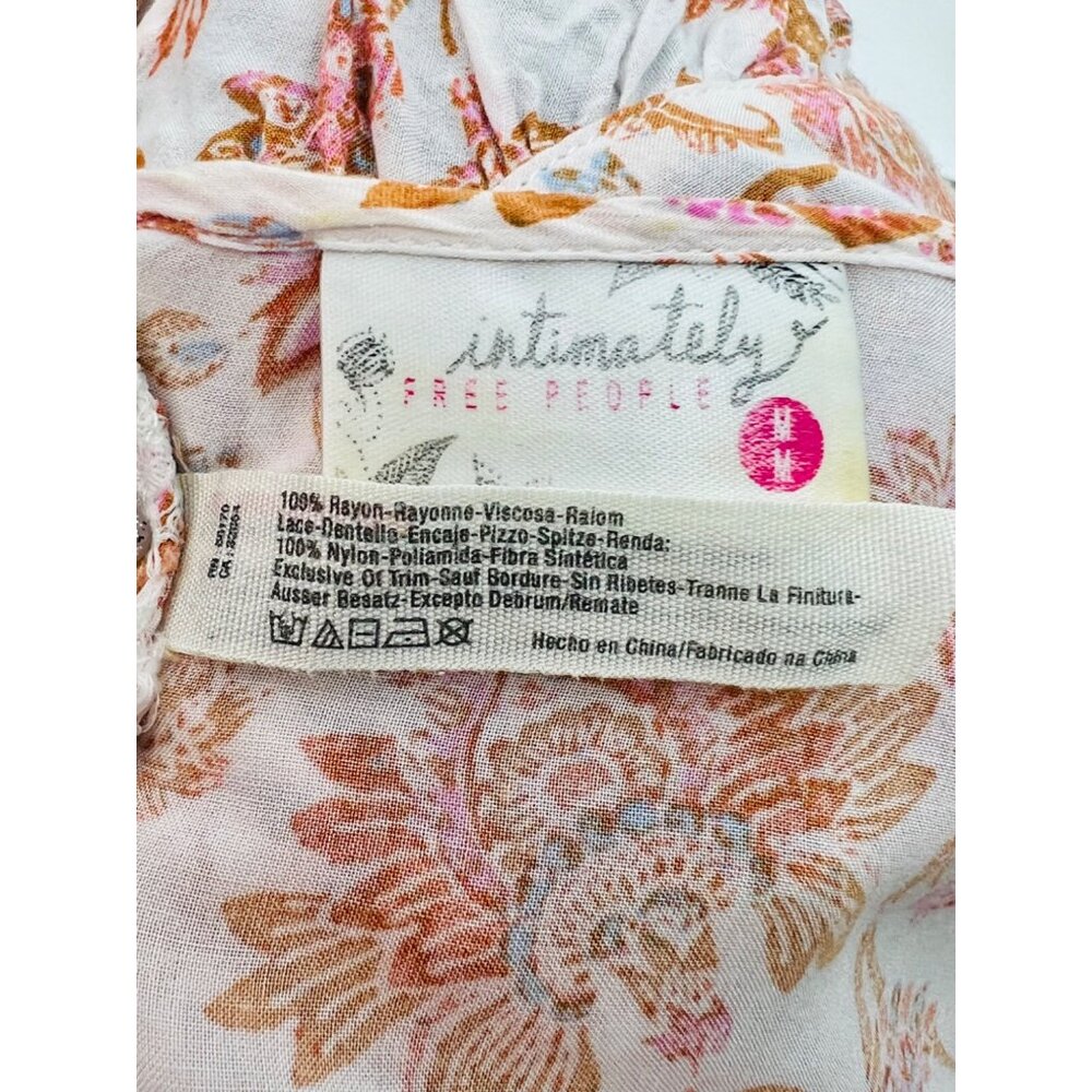 Free People White Orange Floral Voile & Lace Mini Dress | Coastal Cowgirl Boho M - Picture 15 of 16